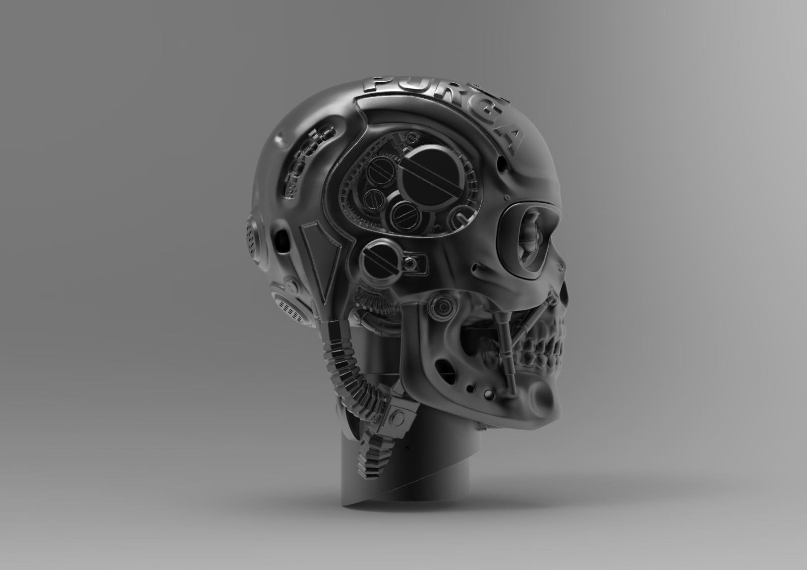 Personagem 3D — endoesqueleto robótico