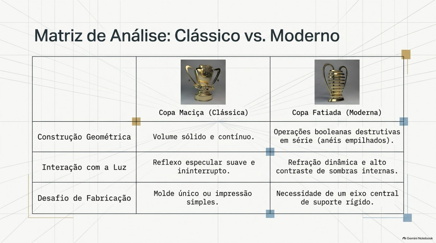 Matriz de análise — copa clássica versus copa fatiada