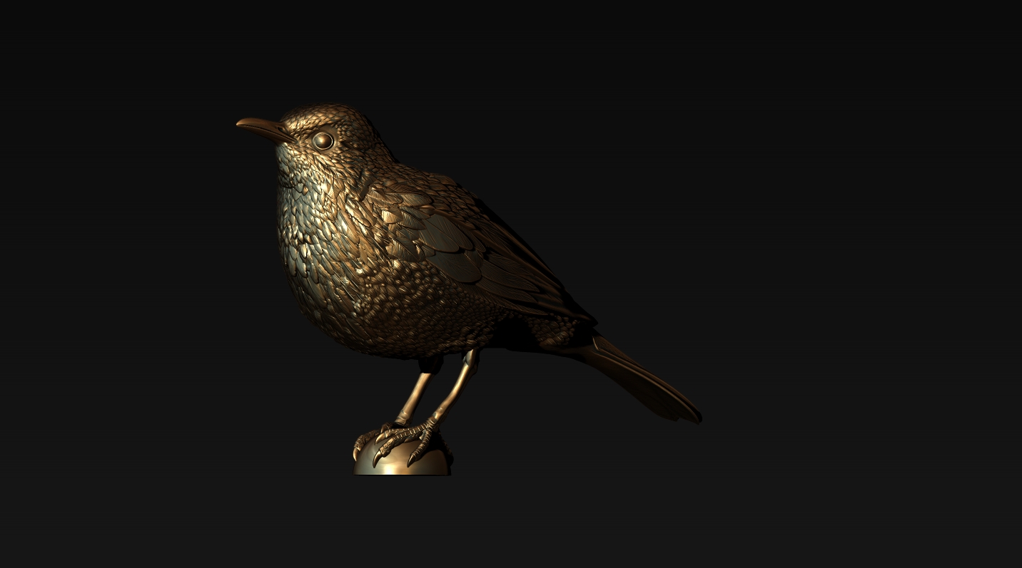 Sabiá — ave esculpida em 3D